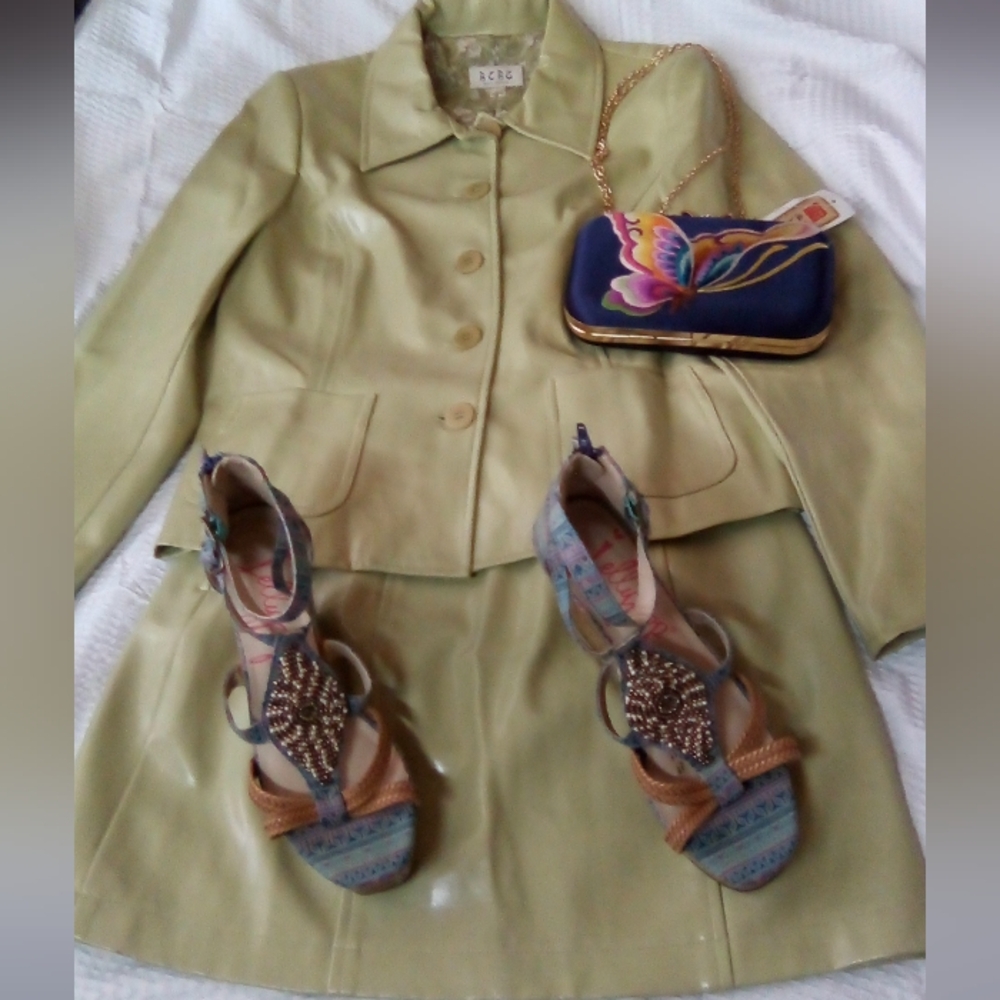 BCBG Lime Blazer Jacket Suit Set Mini Skirt Y2K Clueless Alicia Silverstone